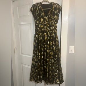 Zarr Collection Elegant Black and Gold Sequined Floral Women's Dress